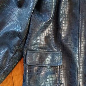 Metallic Blue Crocidile Embossed Jacket